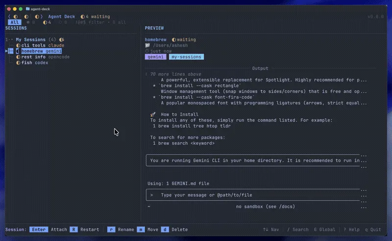Screenshot of Agent Deck