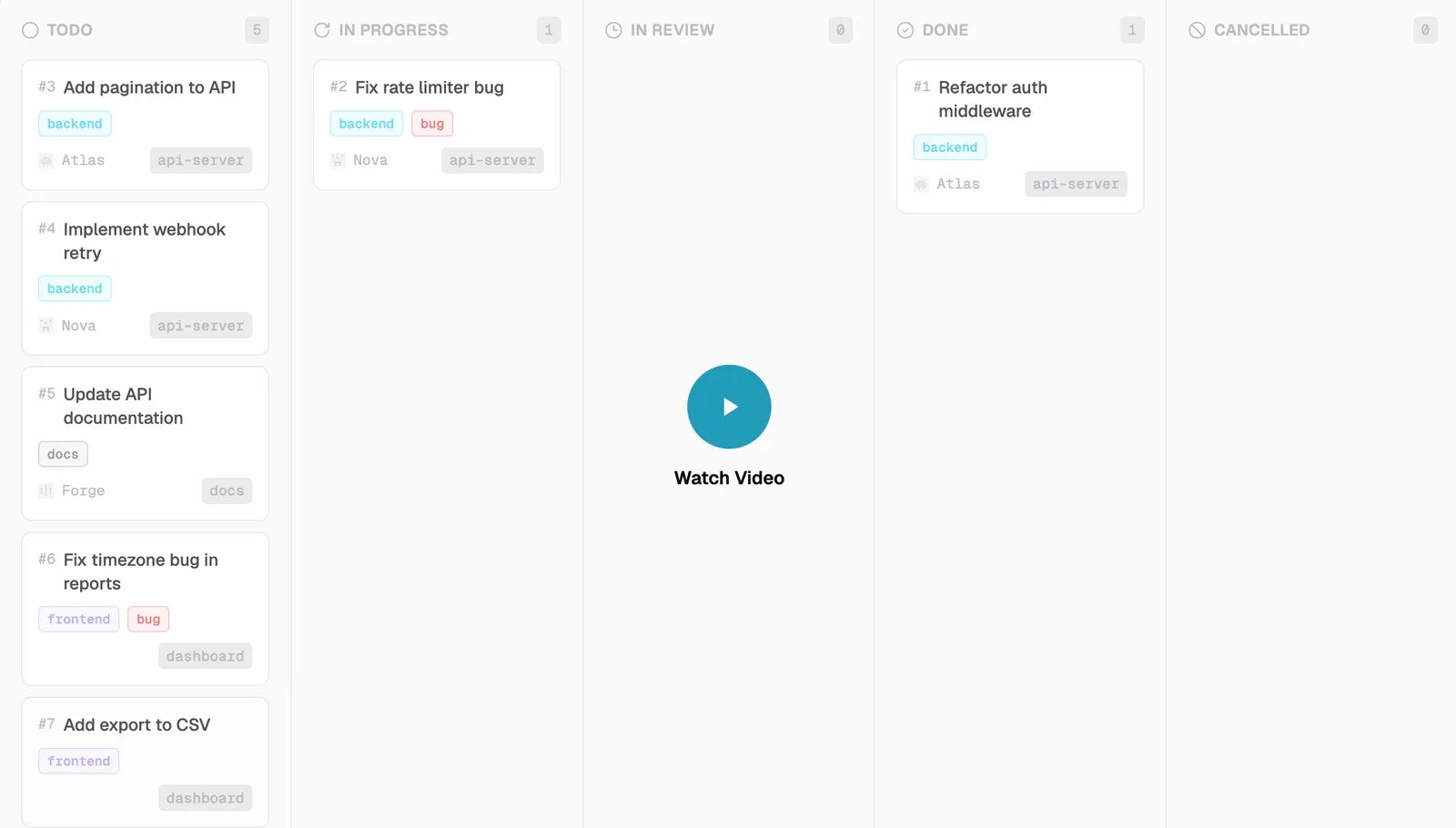 Screenshot of Agent Kanban