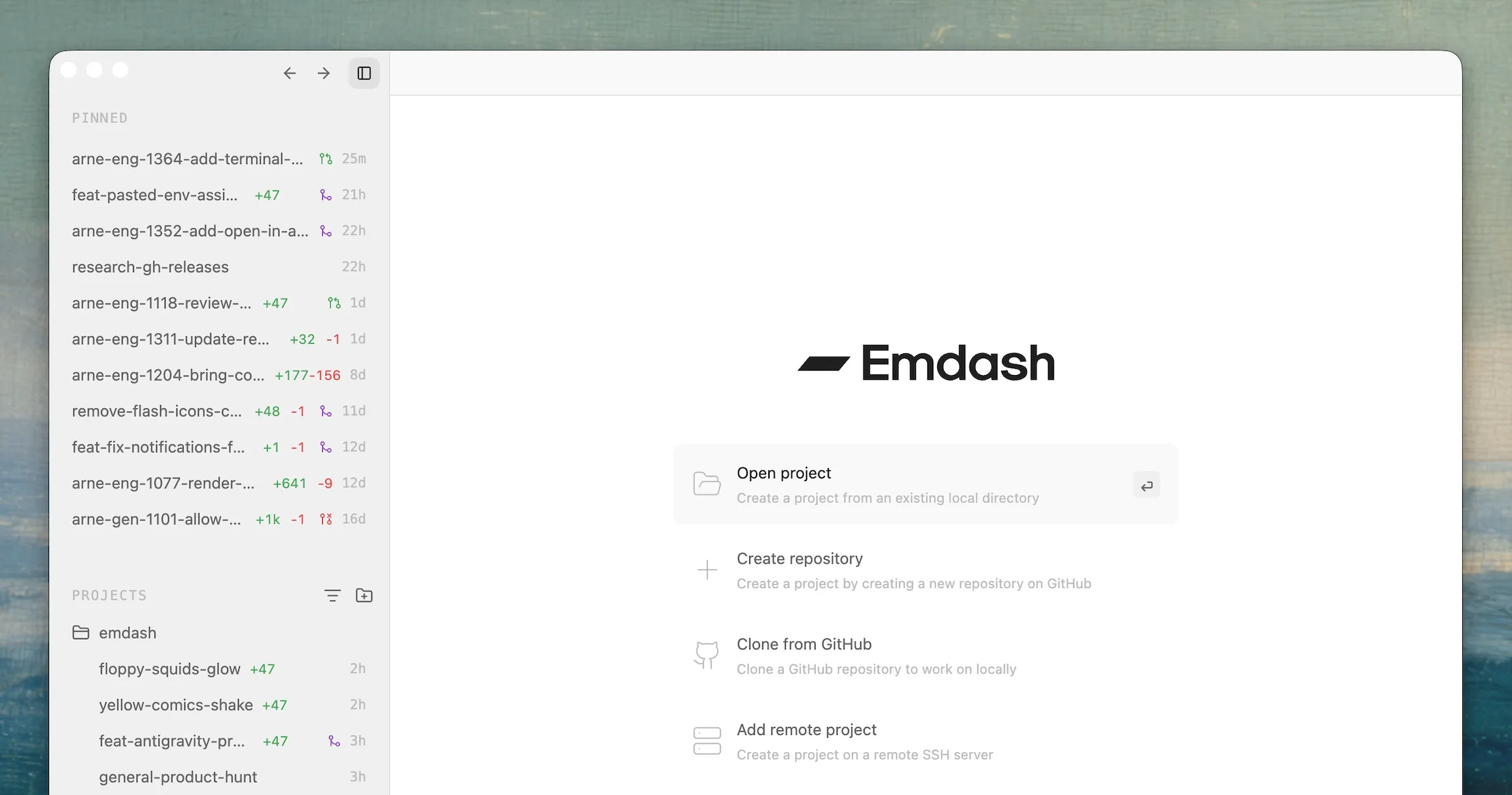 Screenshot of Emdash