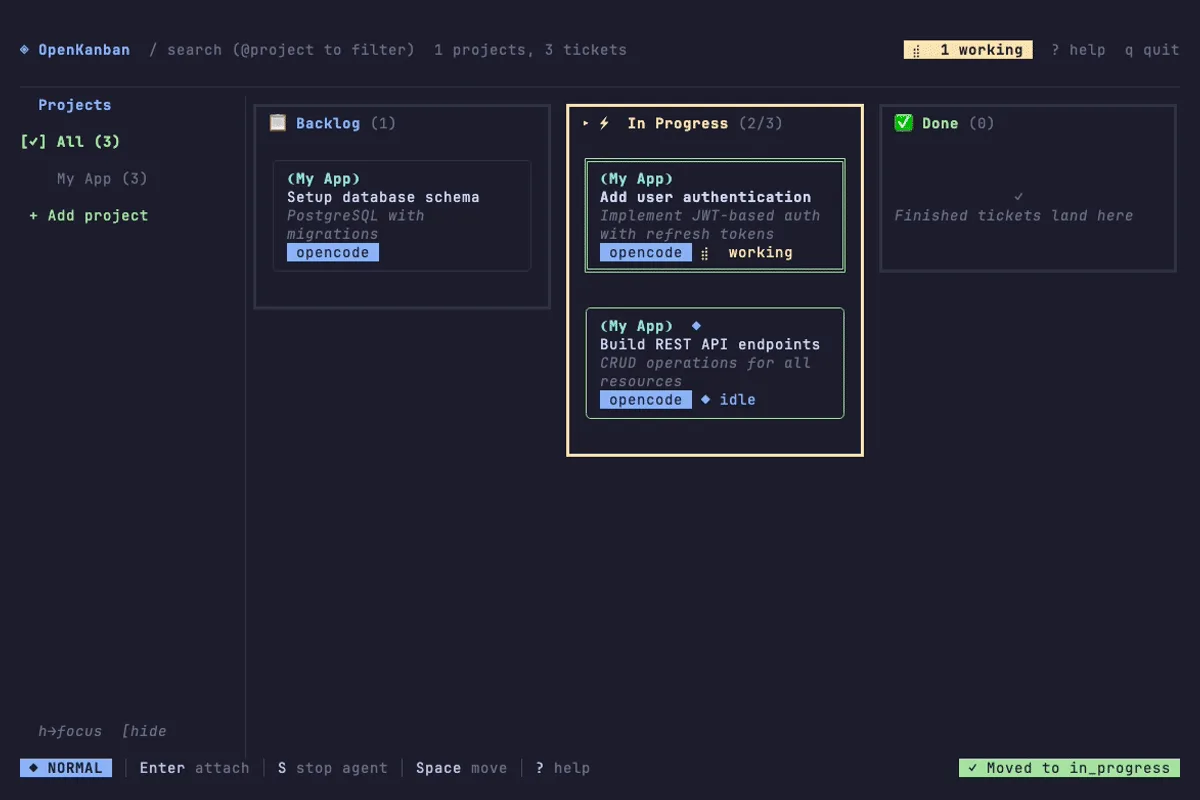 Screenshot of OpenKanban